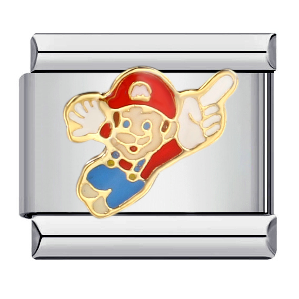 Classic cartoon character Italian modular bracelet, titanium steel gold-plated, oil-sprinkled, DIY welded pattern bangle.