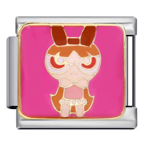 Classic cartoon character Italian modular bracelet, titanium steel gold-plated, oil-sprinkled, DIY welded pattern bangle.