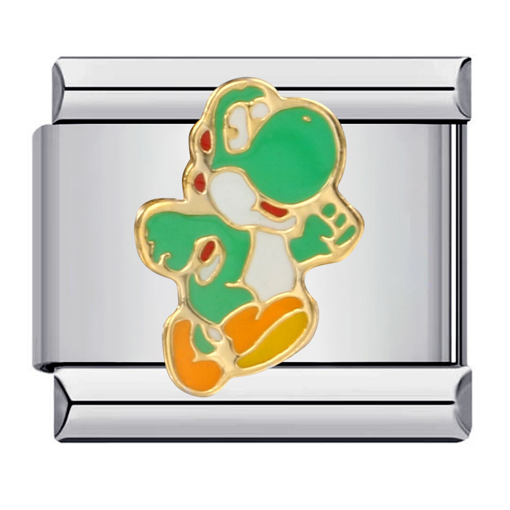 Classic cartoon character Italian modular bracelet, titanium steel gold-plated, oil-sprinkled, DIY welded pattern bangle.