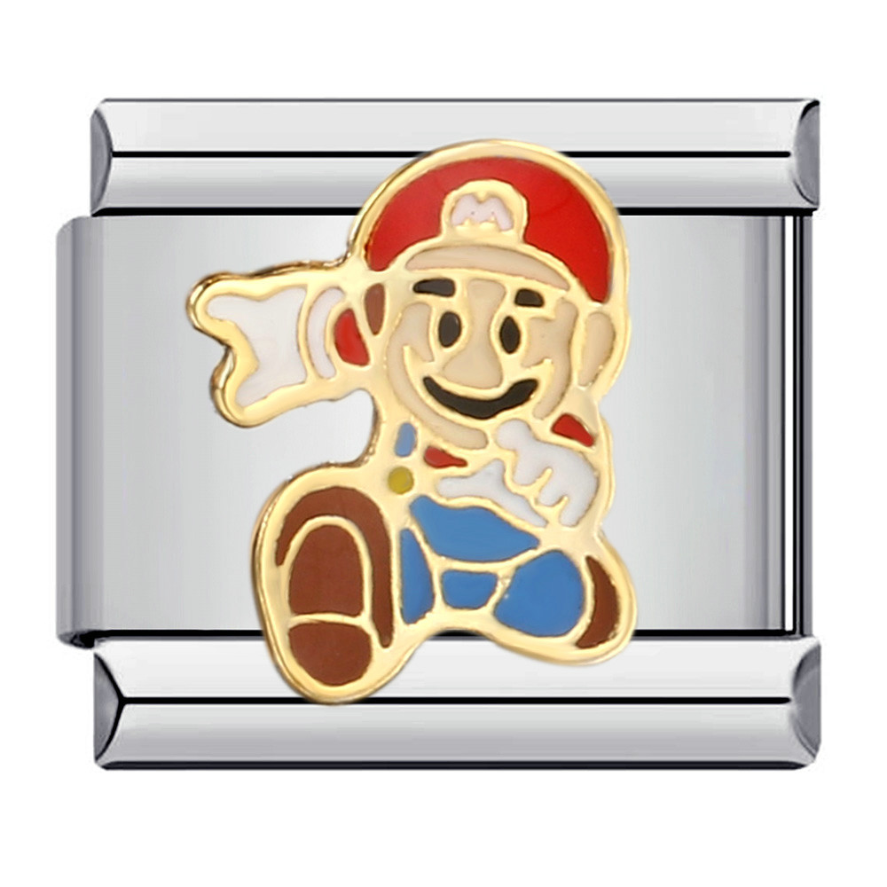 Classic cartoon character Italian modular bracelet, titanium steel gold-plated, oil-sprinkled, DIY welded pattern bangle.