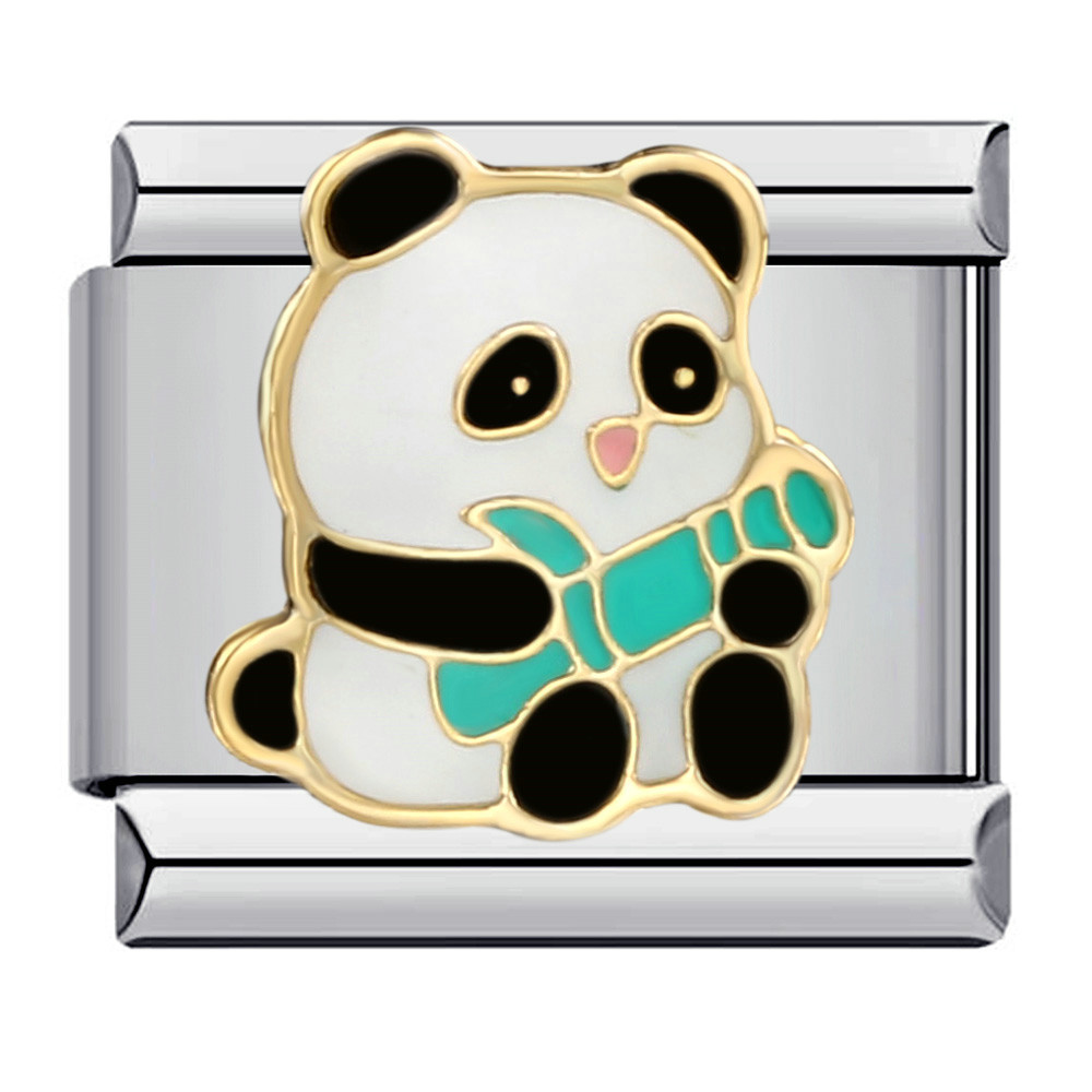 Classic cartoon character Italian modular bracelet, titanium steel gold-plated, oil-sprinkled, DIY welded pattern bangle.