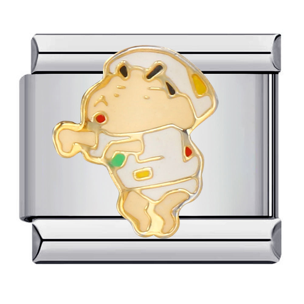 Classic cartoon character Italian modular bracelet, titanium steel gold-plated, oil-sprinkled, DIY welded pattern bangle.