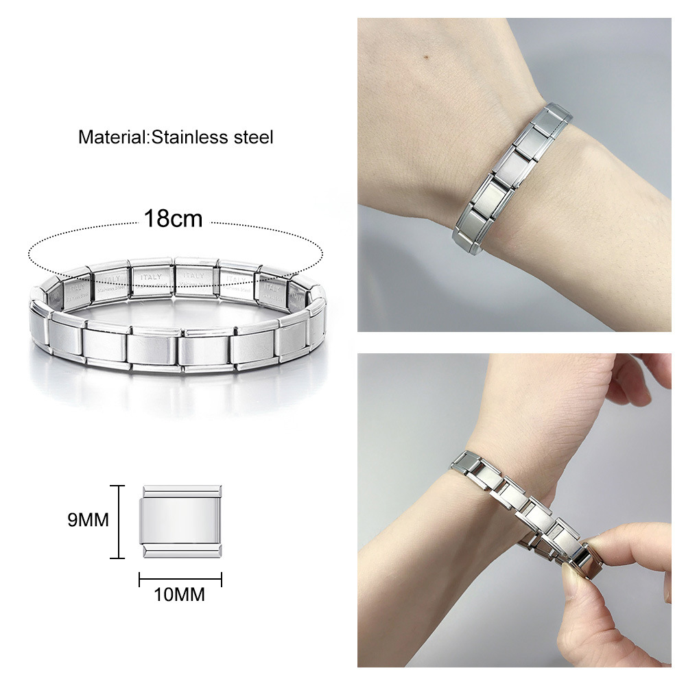 Classic cartoon character Italian modular bracelet, titanium steel gold-plated, oil-sprinkled, DIY welded pattern bangle.