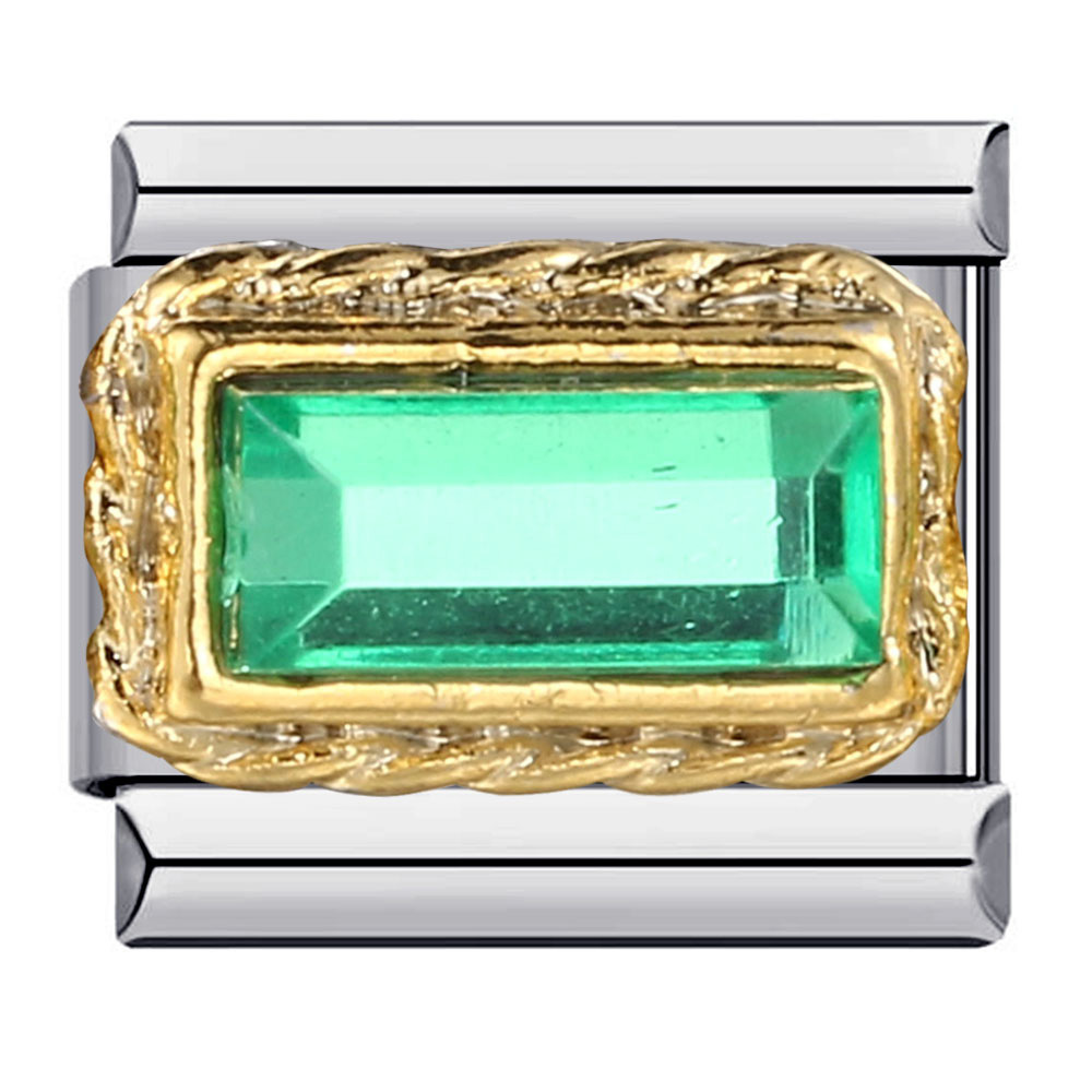 New Micro-Inlaid Colored Zircon Italian Modular Bracelet, Titanium Steel Gold Plated DIY Italian Charms