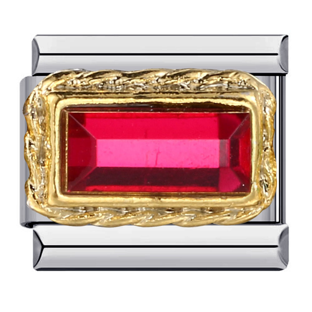 New Micro-Inlaid Colored Zircon Italian Modular Bracelet, Titanium Steel Gold Plated DIY Italian Charms