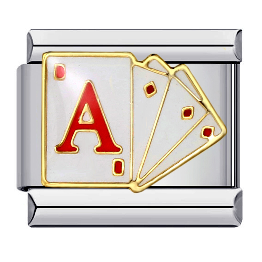 New stainless steel Italian modular bracelet for chess and card games, gold-plated, oil-sprinkled, personalized DIY welded bracelet wholesale.