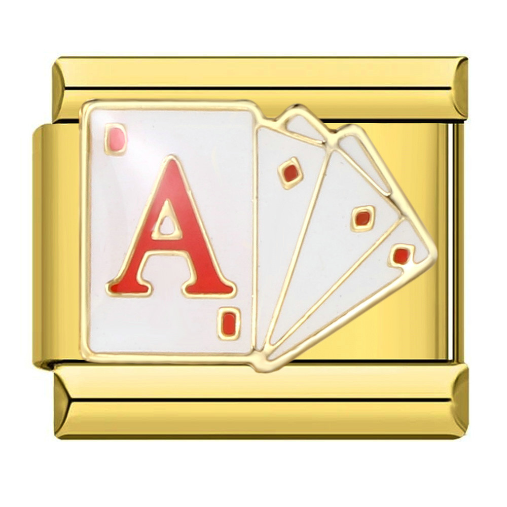 New stainless steel Italian modular bracelet for chess and card games, gold-plated, oil-sprinkled, personalized DIY welded bracelet wholesale.