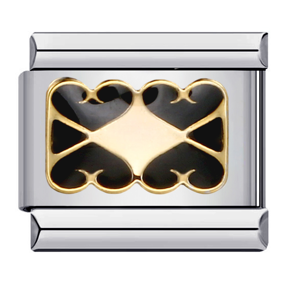 New stainless steel Italian modular bracelet for chess and card games, gold-plated, oil-sprinkled, personalized DIY welded bracelet wholesale.