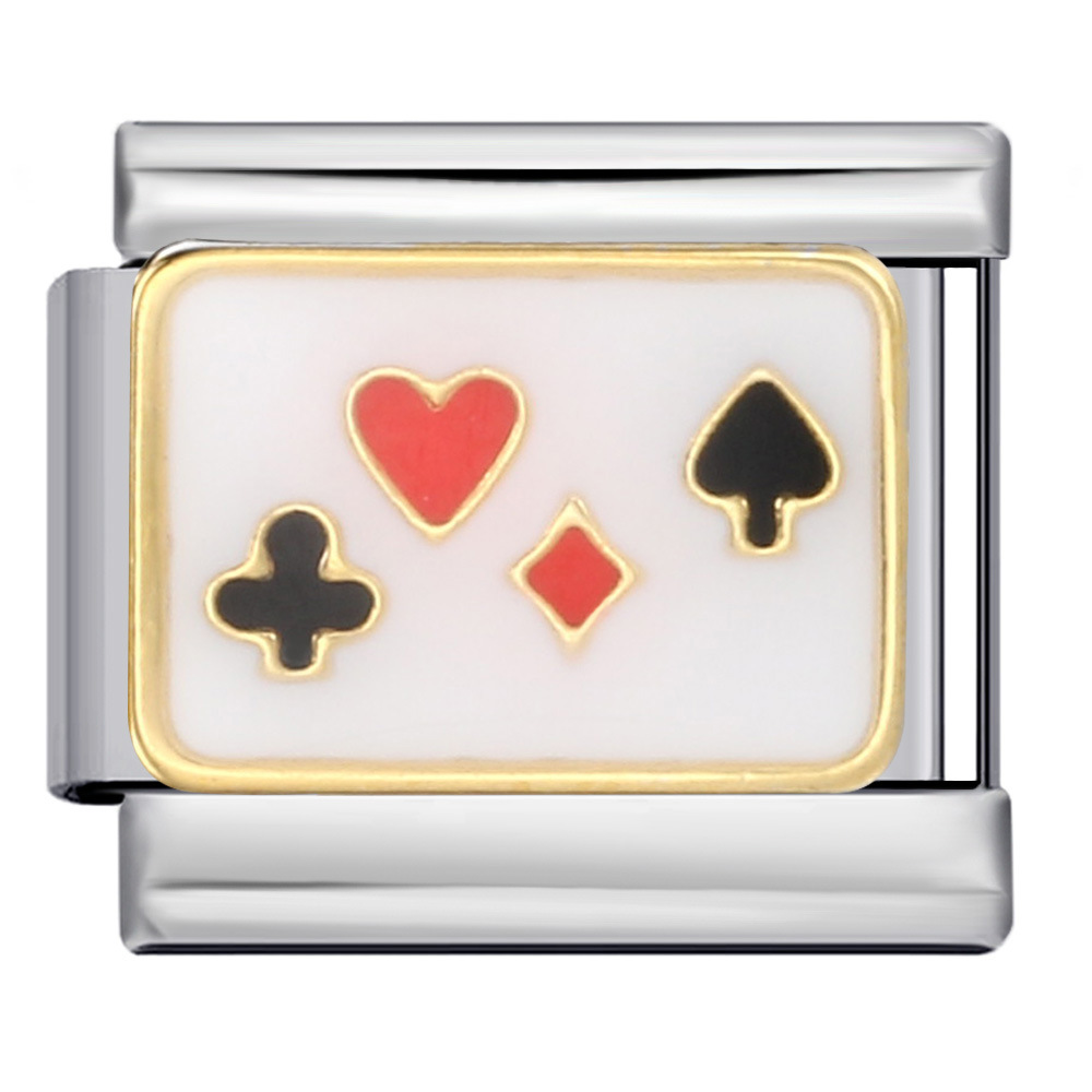 New stainless steel Italian modular bracelet for chess and card games, gold-plated, oil-sprinkled, personalized DIY welded bracelet wholesale.