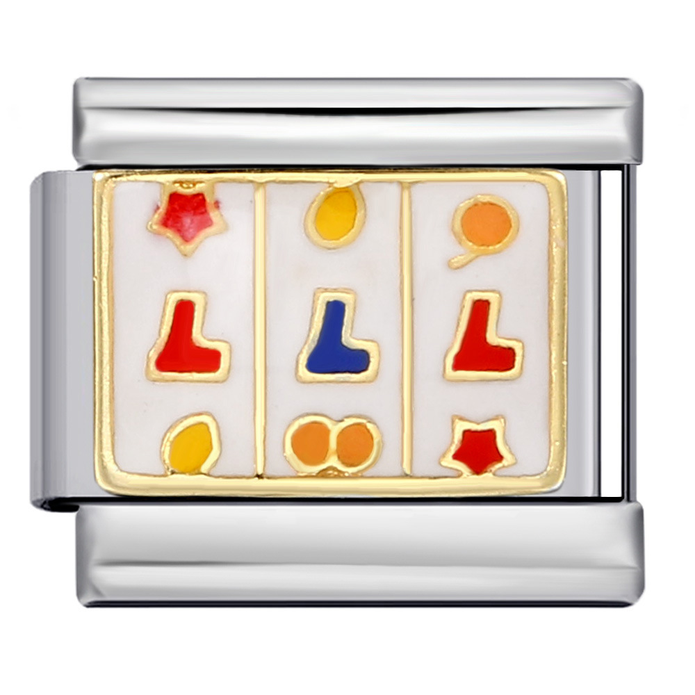 New stainless steel Italian modular bracelet for chess and card games, gold-plated, oil-sprinkled, personalized DIY welded bracelet wholesale.