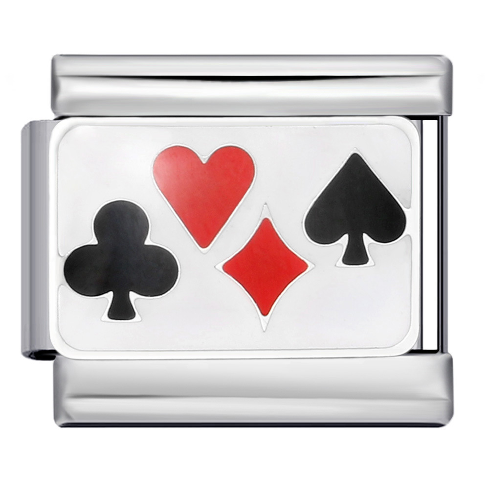 New stainless steel Italian modular bracelet for chess and card games, gold-plated, oil-sprinkled, personalized DIY welded bracelet wholesale.
