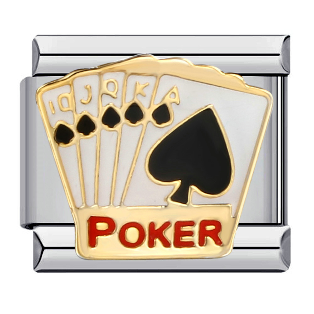 New stainless steel Italian modular bracelet for chess and card games, gold-plated, oil-sprinkled, personalized DIY welded bracelet wholesale.