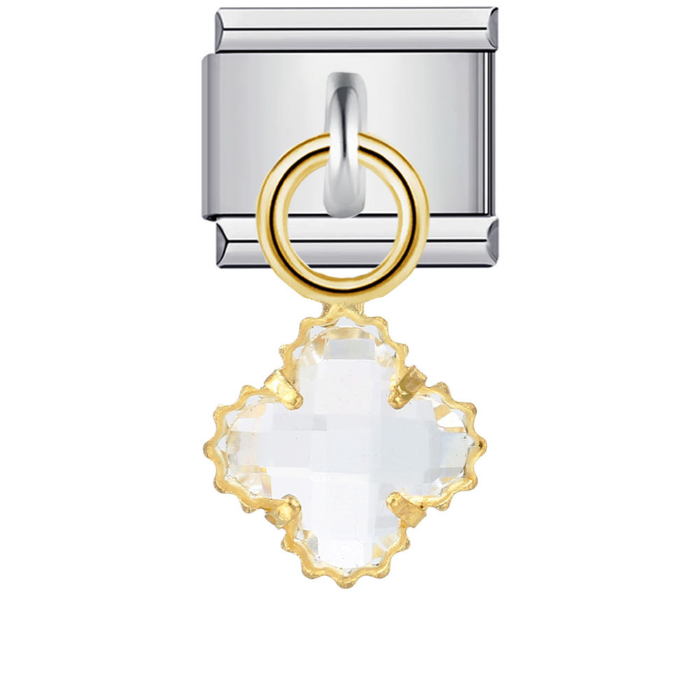 Italian-style modular bracelet with single hook pendant, stainless steel elastic spliced watch strap chain.