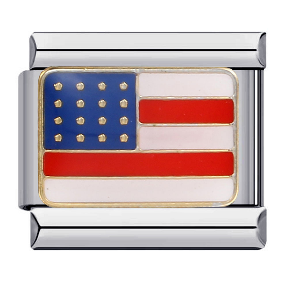 Flag-shaped titanium steel welded oil-dripping cartoon DIY Italian modular bracelet, European and American popular fashion elastic bangle