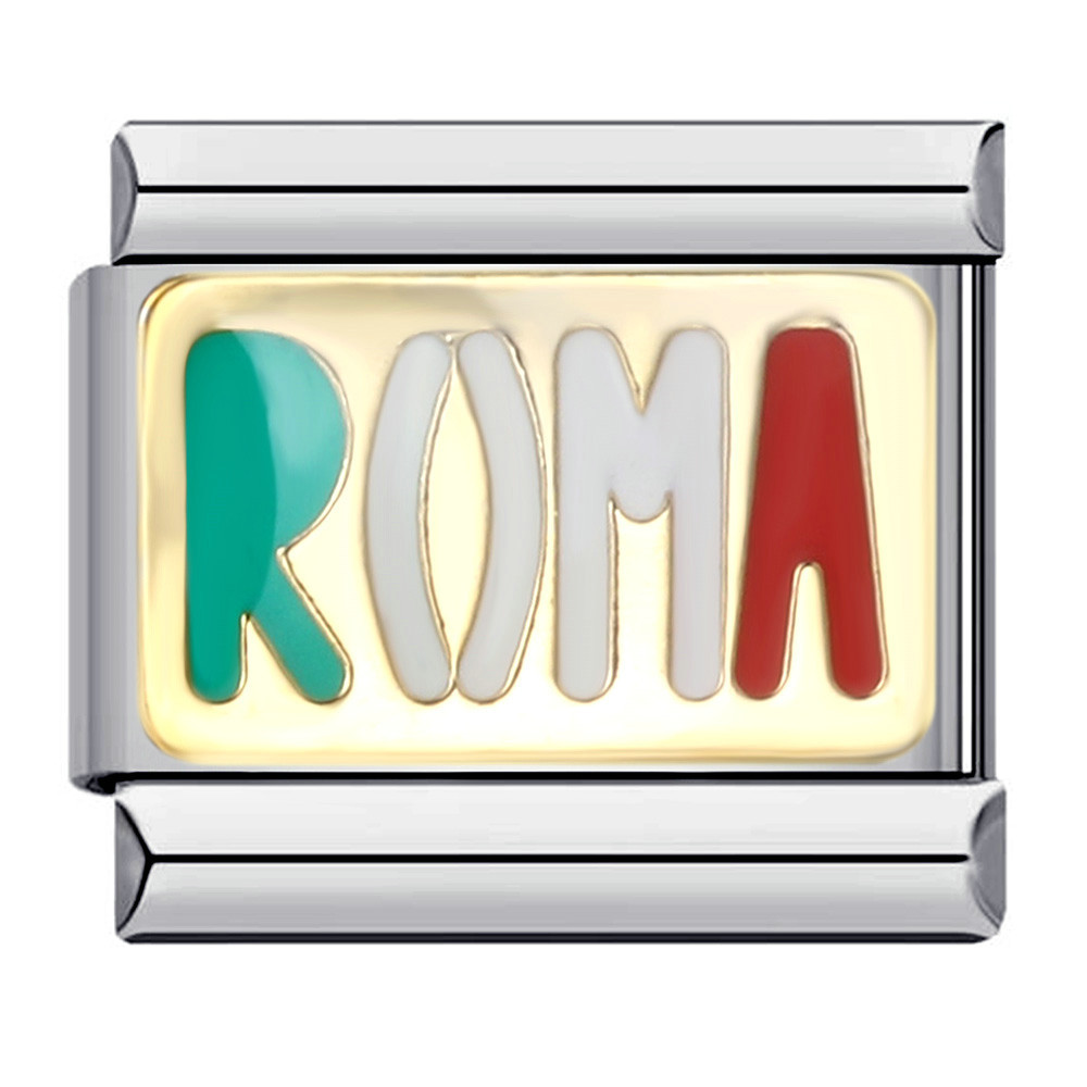 Flag-shaped titanium steel welded oil-dripping cartoon DIY Italian modular bracelet, European and American popular fashion elastic bangle
