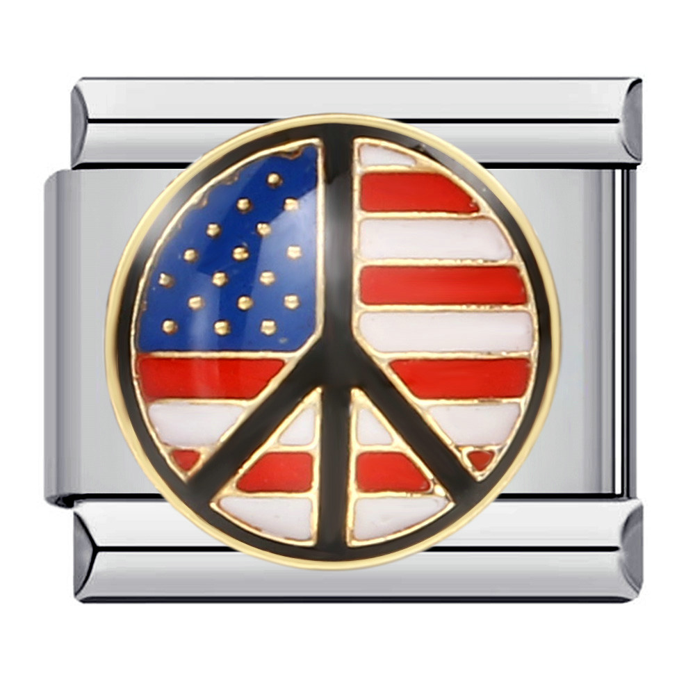 Flag-shaped titanium steel welded oil-dripping cartoon DIY Italian modular bracelet, European and American popular fashion elastic bangle