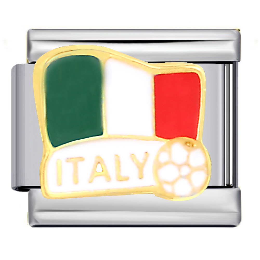 Flag-shaped titanium steel welded oil-dripping cartoon DIY Italian modular bracelet, European and American popular fashion elastic bangle