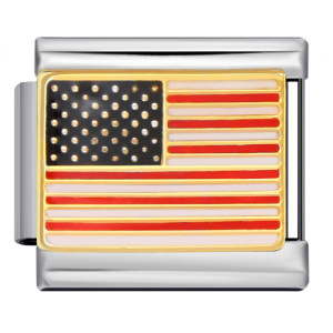 Flag-shaped titanium steel welded oil-dripping cartoon DIY Italian modular bracelet, European and American popular fashion elastic bangle