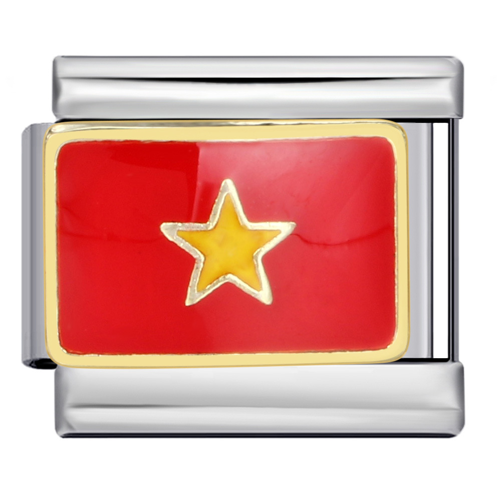 Flag-shaped titanium steel welded oil-dripping cartoon DIY Italian modular bracelet, European and American popular fashion elastic bangle