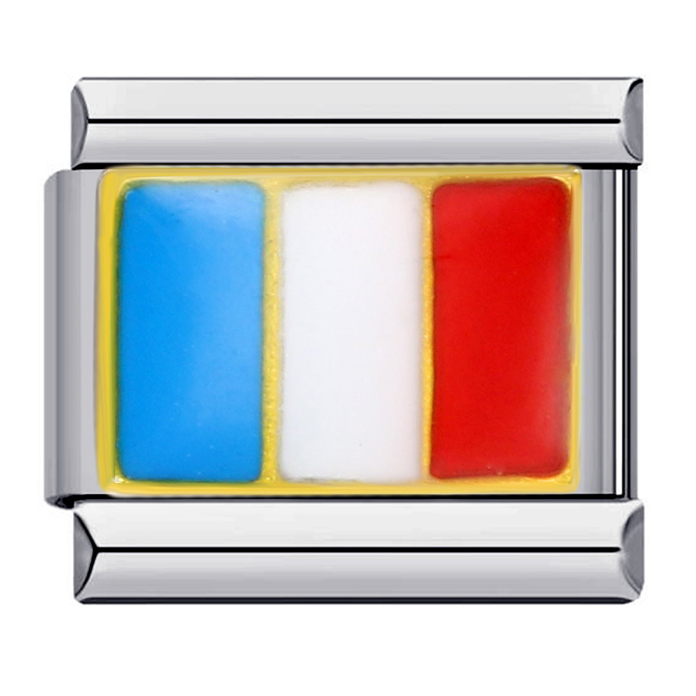 Flag-shaped titanium steel welded oil-dripping cartoon DIY Italian modular bracelet, European and American popular fashion elastic bangle