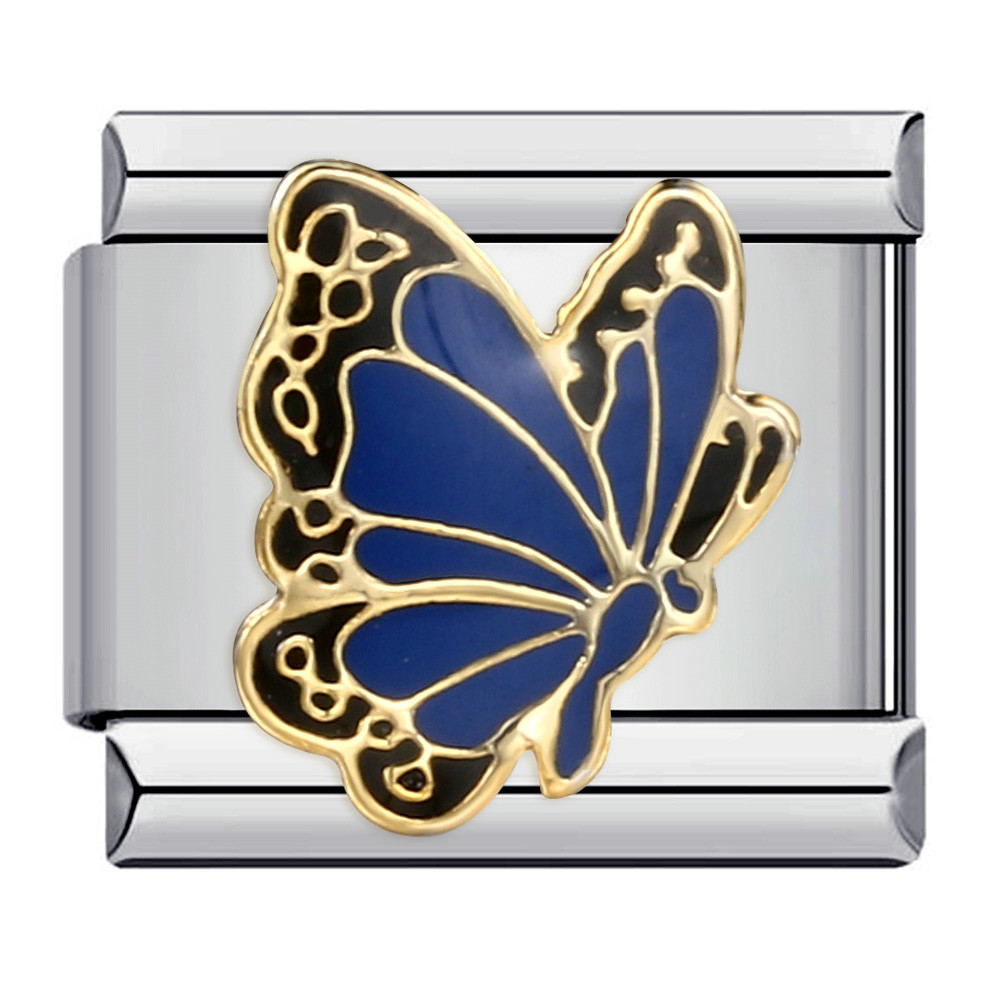 Colorful butterfly Italian modular bracelet, titanium steel welded pattern, dripping oil DIY bracelet, Italian charm