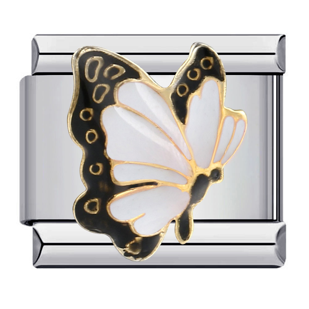Colorful butterfly Italian modular bracelet, titanium steel welded pattern, dripping oil DIY bracelet, Italian charm
