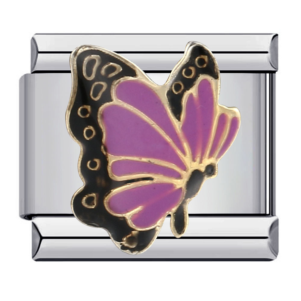 Colorful butterfly Italian modular bracelet, titanium steel welded pattern, dripping oil DIY bracelet, Italian charm