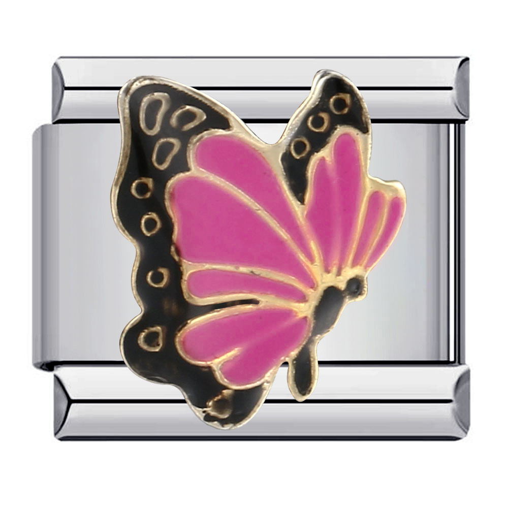Colorful butterfly Italian modular bracelet, titanium steel welded pattern, dripping oil DIY bracelet, Italian charm