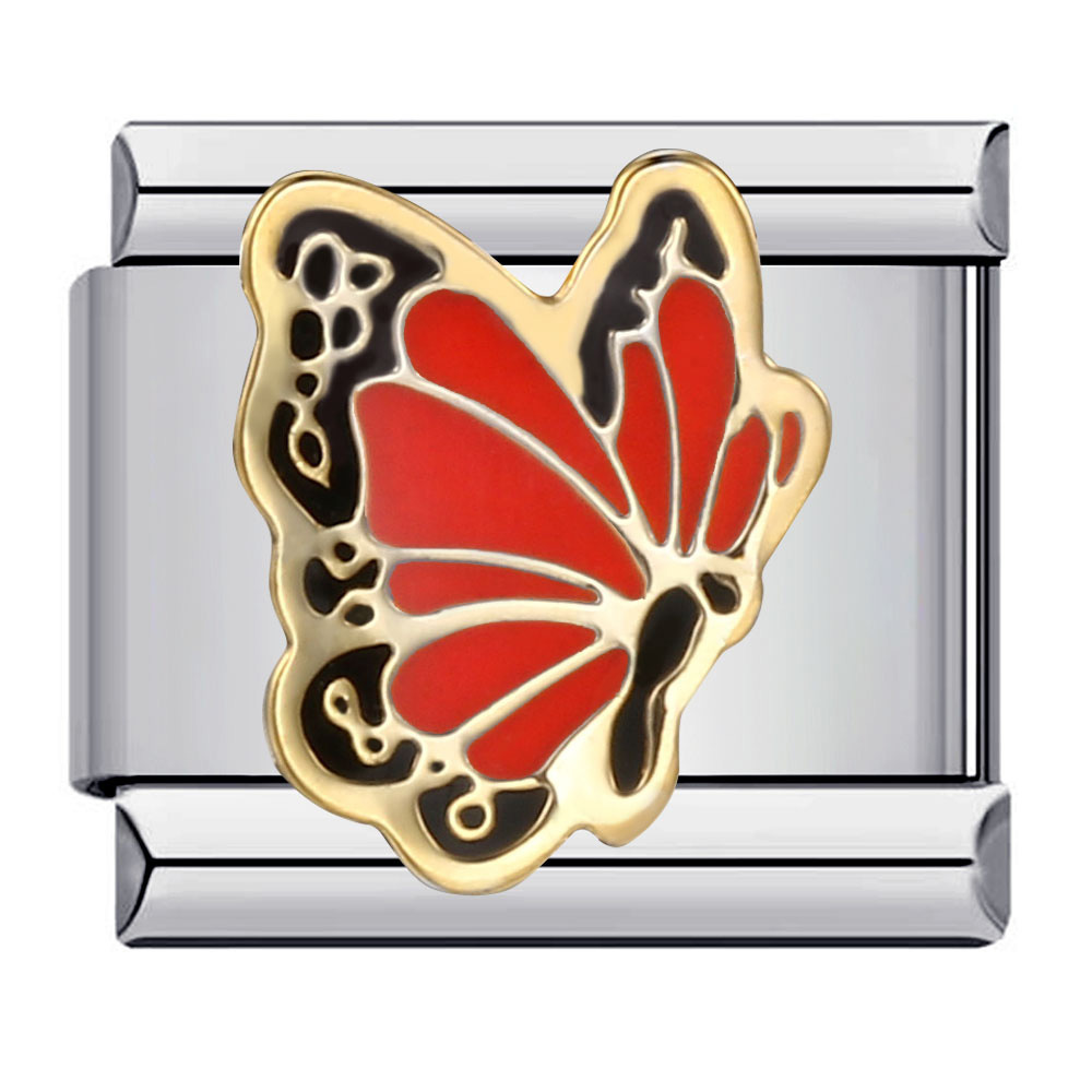 Colorful butterfly Italian modular bracelet, titanium steel welded pattern, dripping oil DIY bracelet, Italian charm