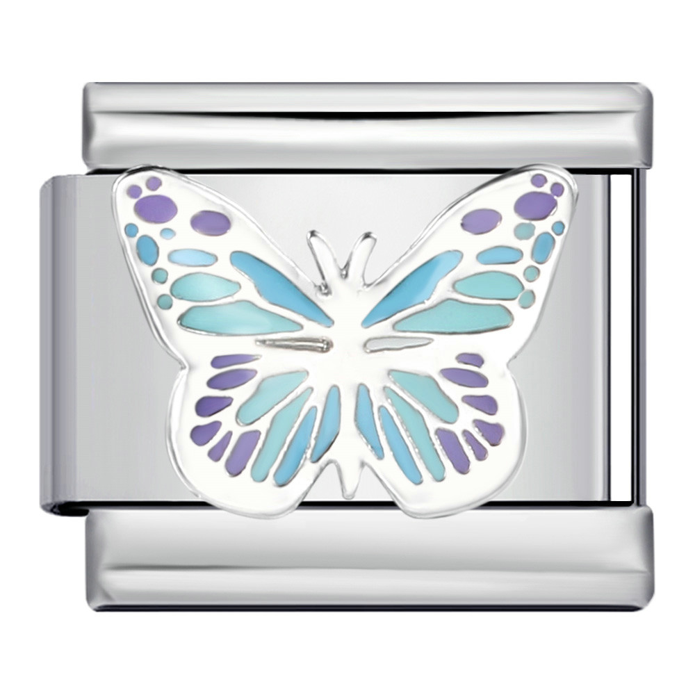 Colorful butterfly Italian modular bracelet, titanium steel welded pattern, dripping oil DIY bracelet, Italian charm