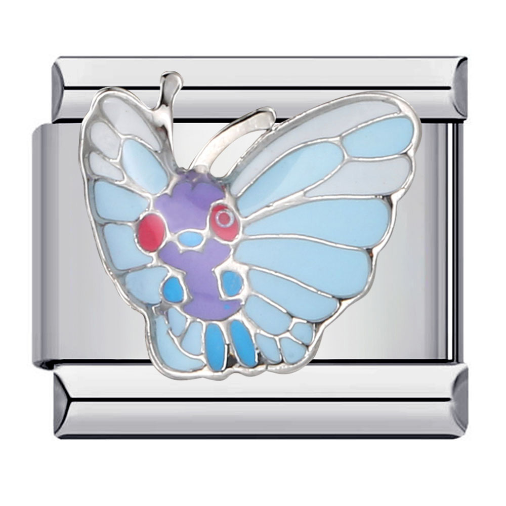 Colorful butterfly Italian modular bracelet, titanium steel welded pattern, dripping oil DIY bracelet, Italian charm