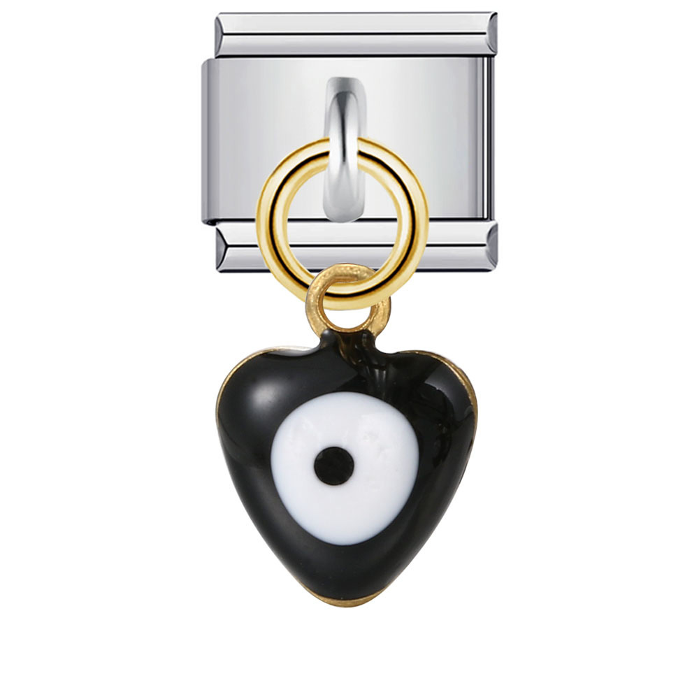 Oil-drip heart-shaped eye Italian modular bracelet DIY hook pendant bangle elastic spliced stainless steel chain