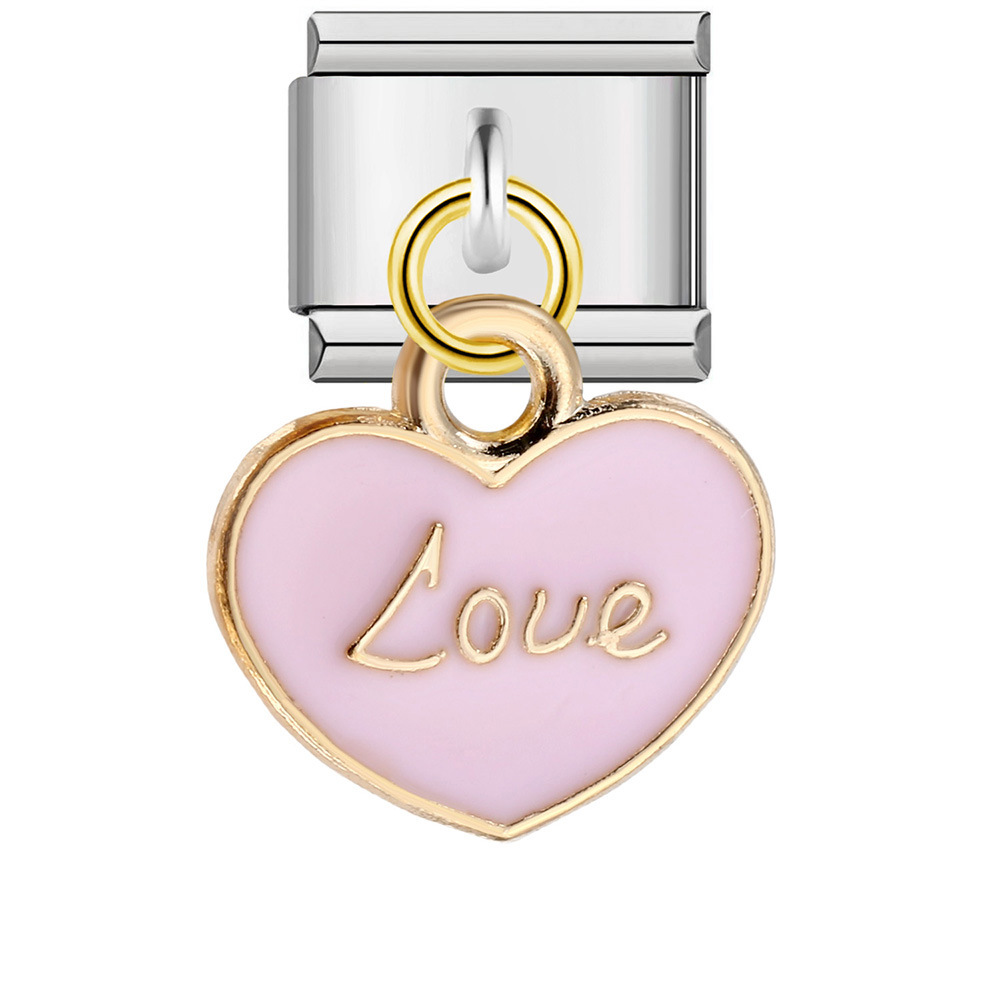 Oil-drip heart-shaped eye Italian modular bracelet DIY hook pendant bangle elastic spliced stainless steel chain