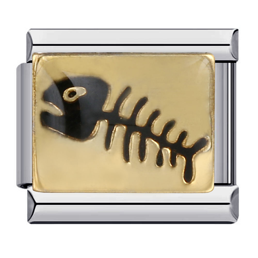 New European and American style welded pattern titanium steel gold-plated DIY Italian modular bracelet (Charm Link)