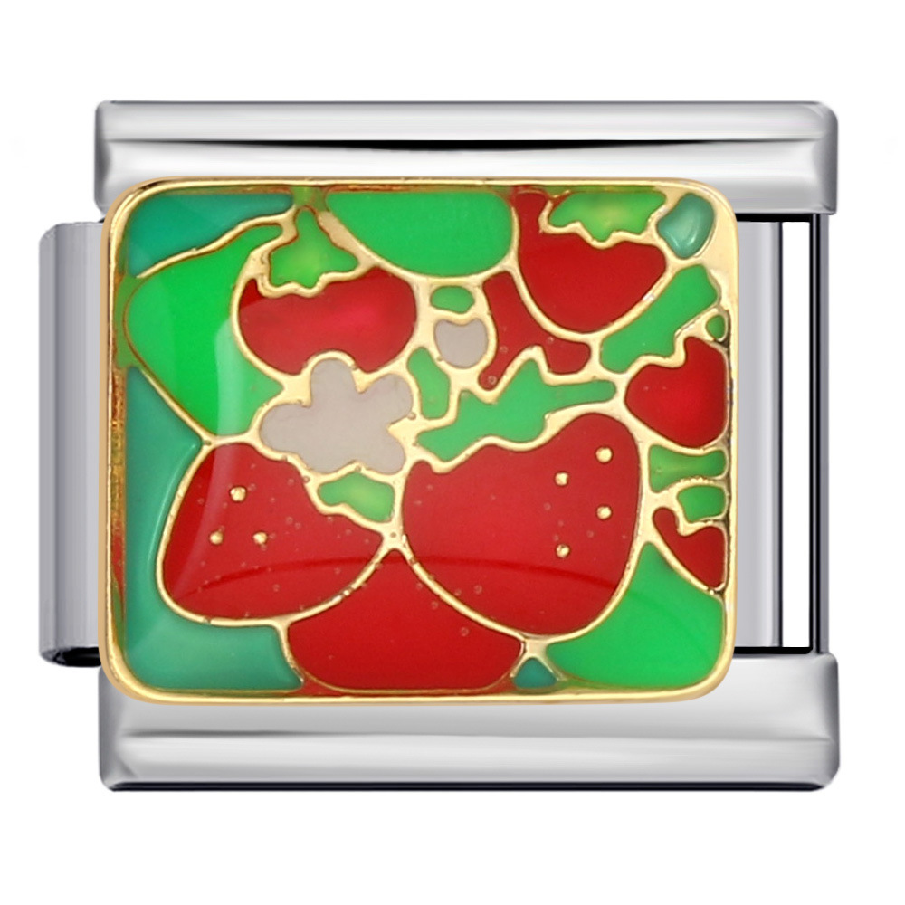 Summer Colorful Fruit and Vegetable Series Italian Modular Bracelet Titanium Steel Welded Oil Drip DIY Personalized Patchwork Bracelet
