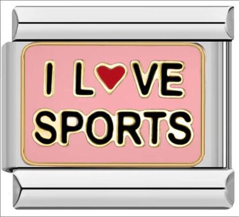 DIY Stainless Steel Italian Modular Bracelet with Welded Patterns, Personalized Elastic Splicing Bangle (Sports Series)