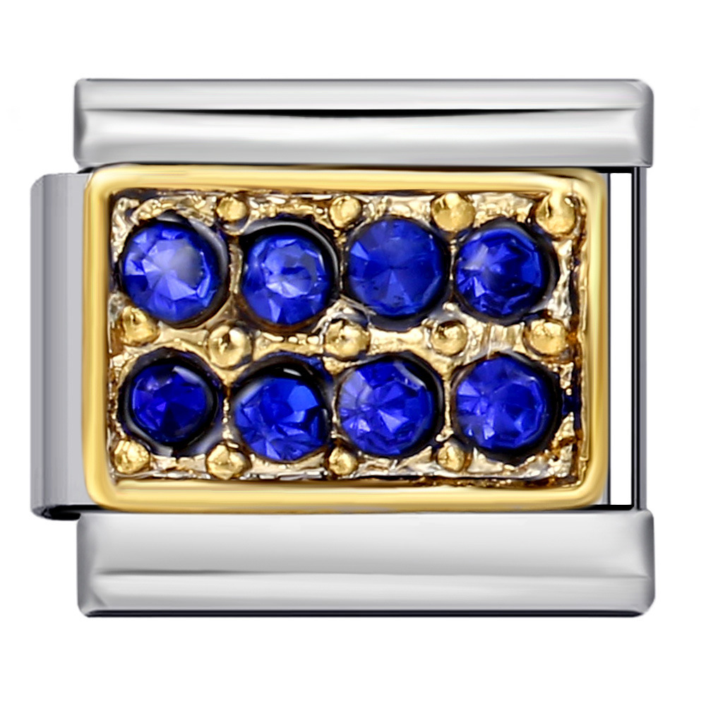 DIY Italian Modular Charm Bracelet with Diamond-Studded Square Stainless Steel