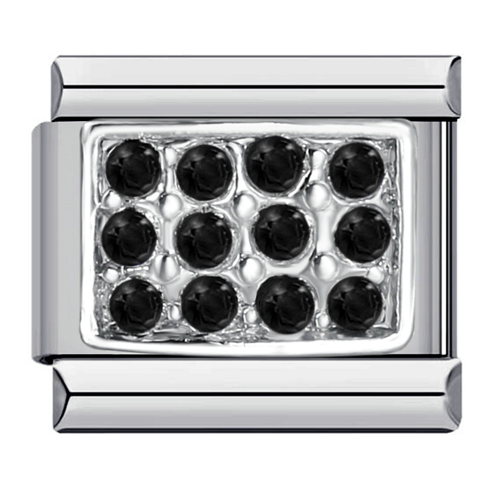 DIY Italian Modular Charm Bracelet with Diamond-Studded Square Stainless Steel