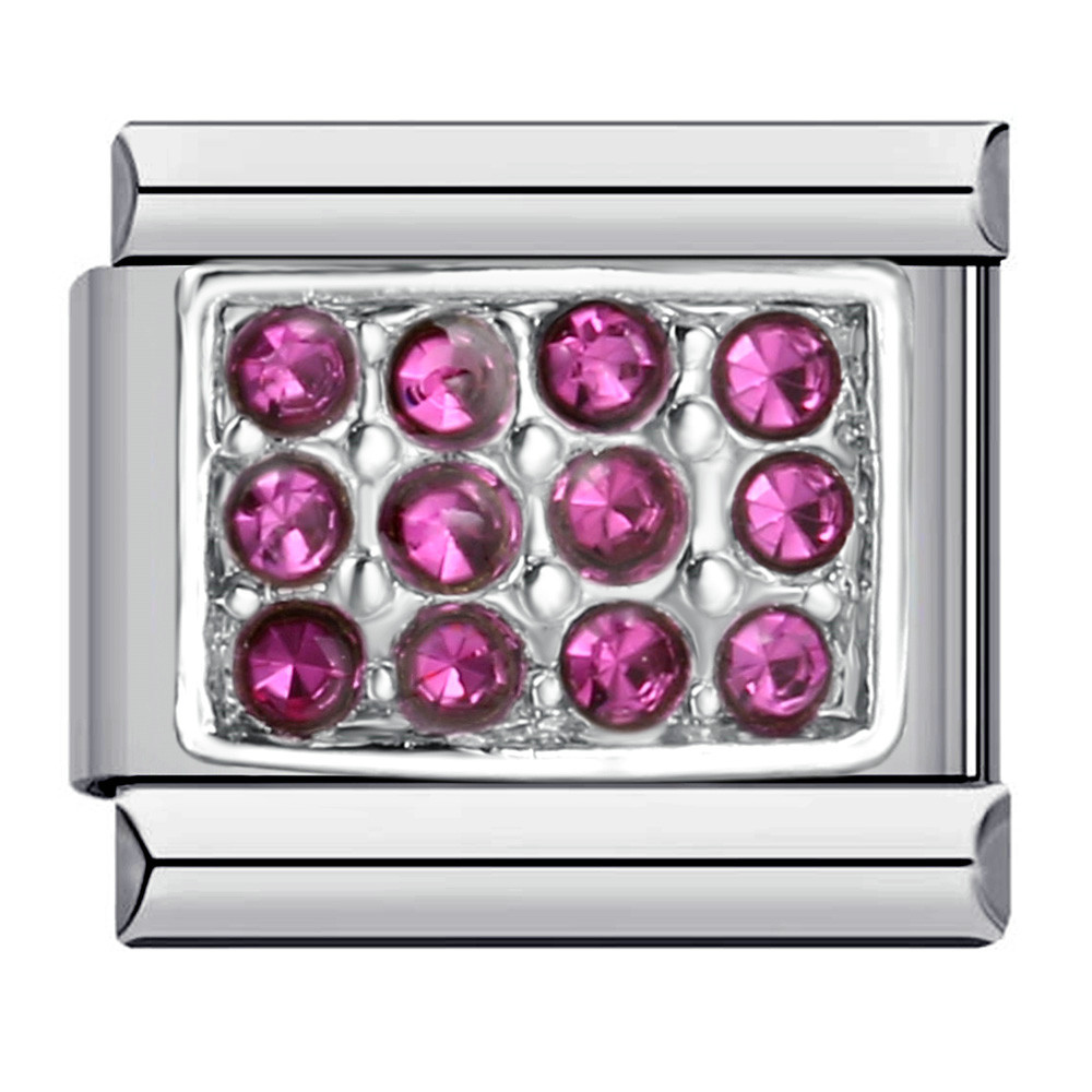 DIY Italian Modular Charm Bracelet with Diamond-Studded Square Stainless Steel