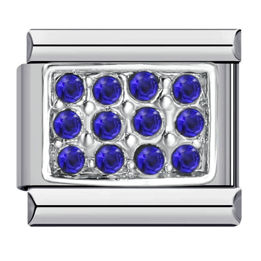 DIY Italian Modular Charm Bracelet with Diamond-Studded Square Stainless Steel