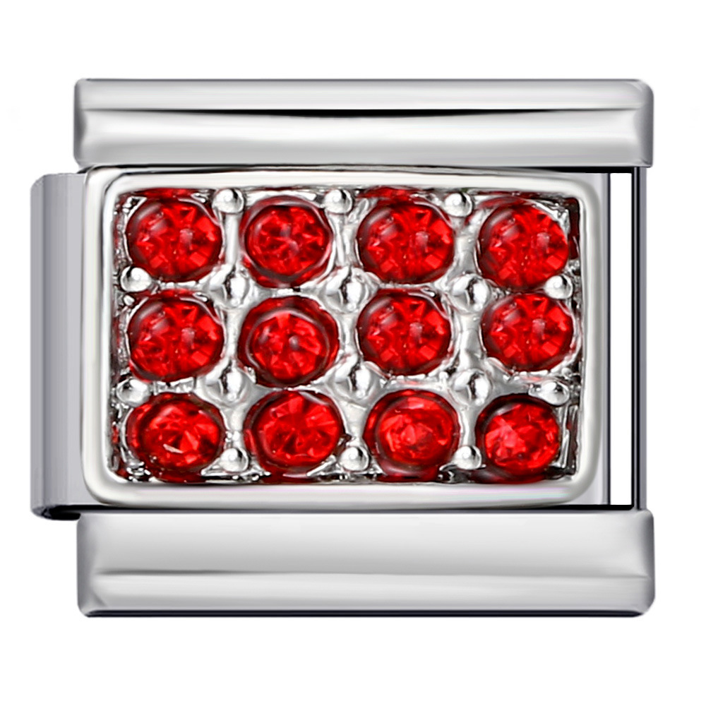 DIY Italian Modular Charm Bracelet with Diamond-Studded Square Stainless Steel