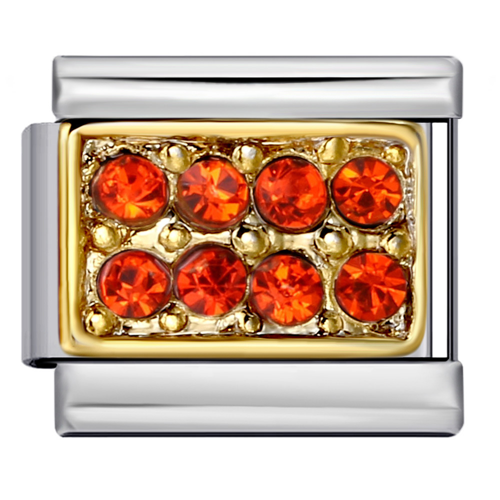 DIY Italian Modular Charm Bracelet with Diamond-Studded Square Stainless Steel