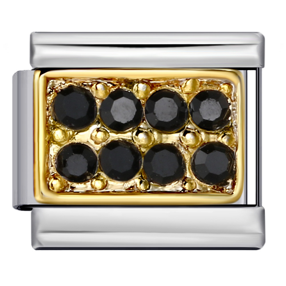 DIY Italian Modular Charm Bracelet with Diamond-Studded Square Stainless Steel