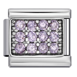DIY Italian Modular Charm Bracelet with Diamond-Studded Square Stainless Steel