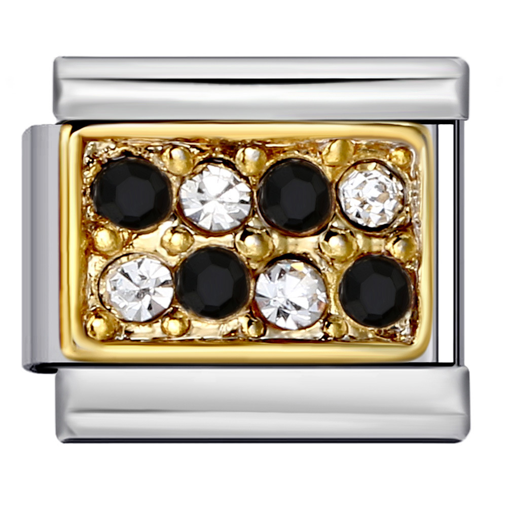 DIY Italian Modular Charm Bracelet with Diamond-Studded Square Stainless Steel