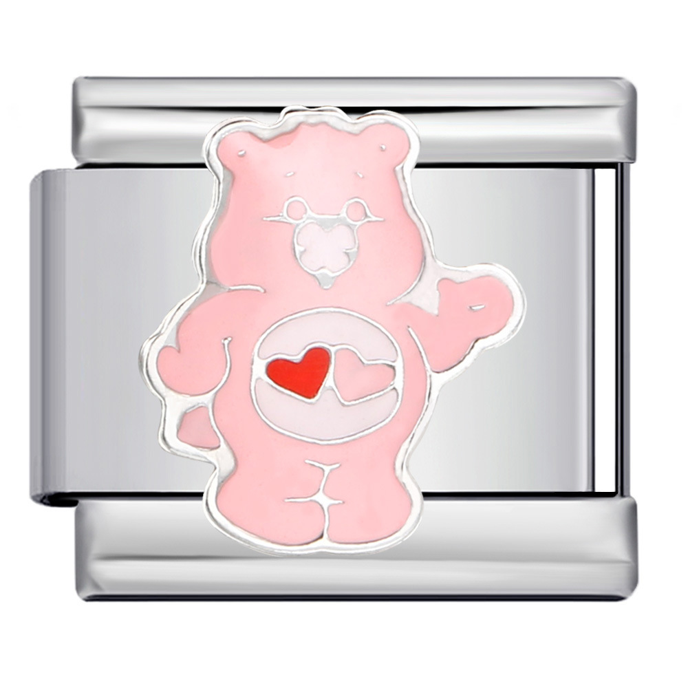 Classic cute bear Italian modular bracelet, stainless steel welded pattern, DIY elastic splicing bangle