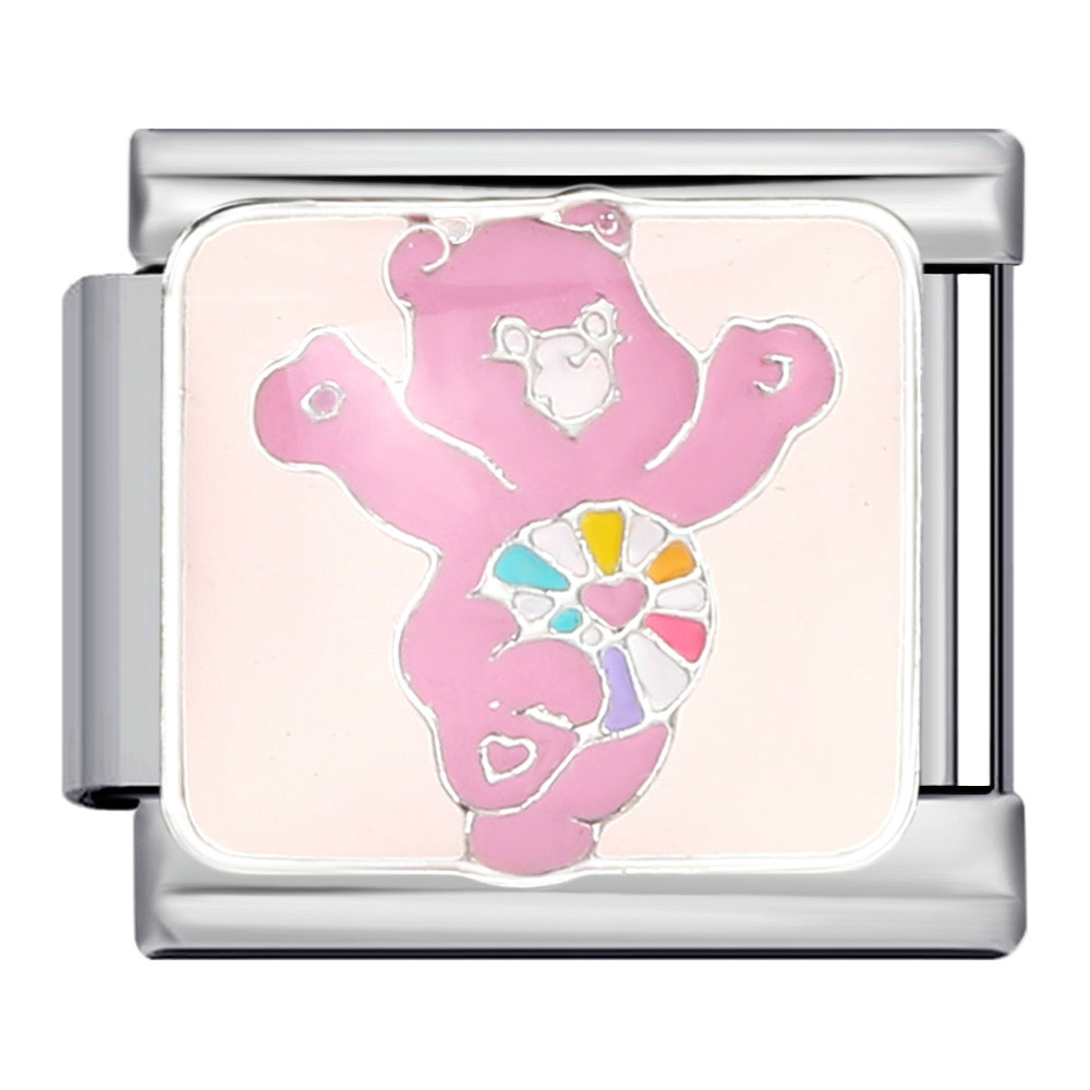 Classic cute bear Italian modular bracelet, stainless steel welded pattern, DIY elastic splicing bangle