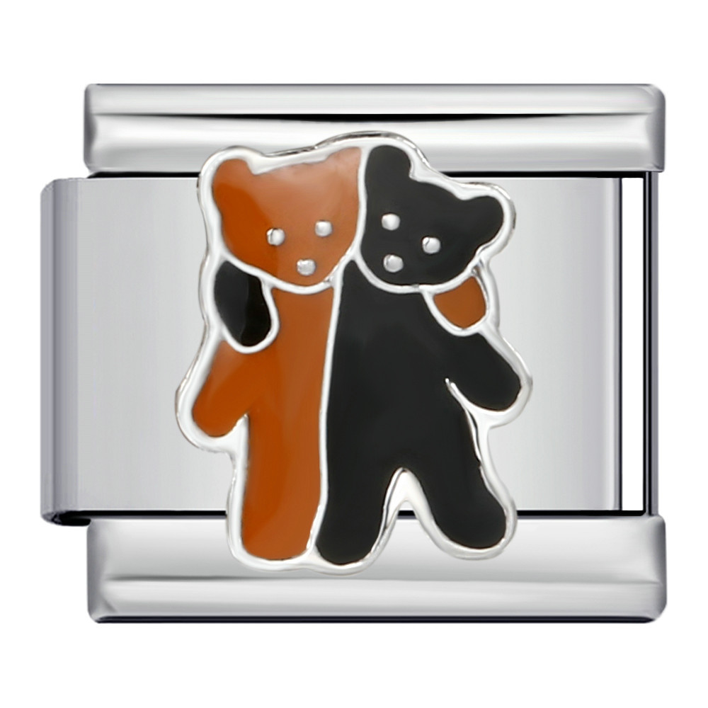 Classic cute bear Italian modular bracelet, stainless steel welded pattern, DIY elastic splicing bangle