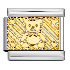 Classic cute bear Italian modular bracelet, stainless steel welded pattern, DIY elastic splicing bangle