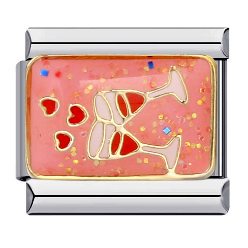 New dessert and cake element Italian modular bracelet, stainless steel welded oil dripping DIY fashion bangle